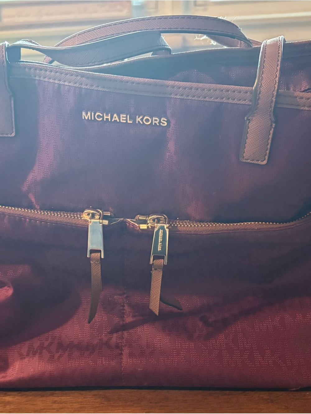 Michael Kors Burgundy Tote with Gold Hardware